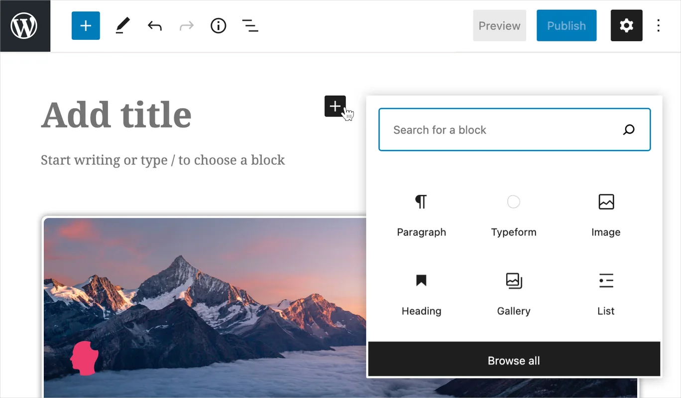 The WordPress content editor