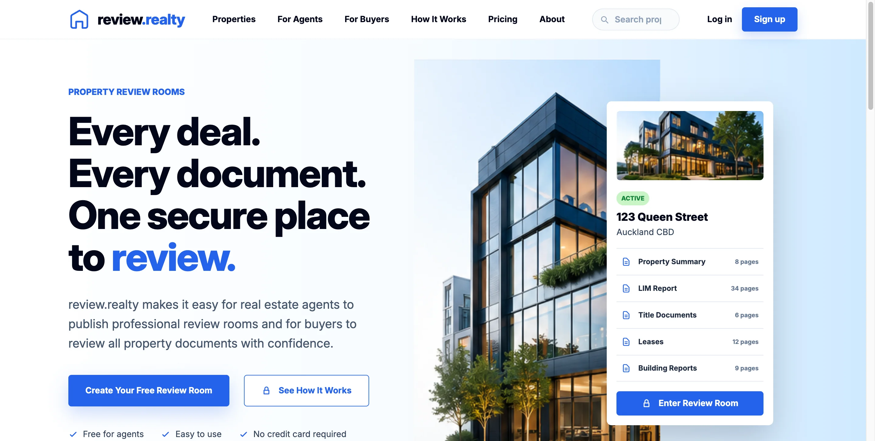 review.realty — property document review rooms for agents and buyers, built by Flipmind